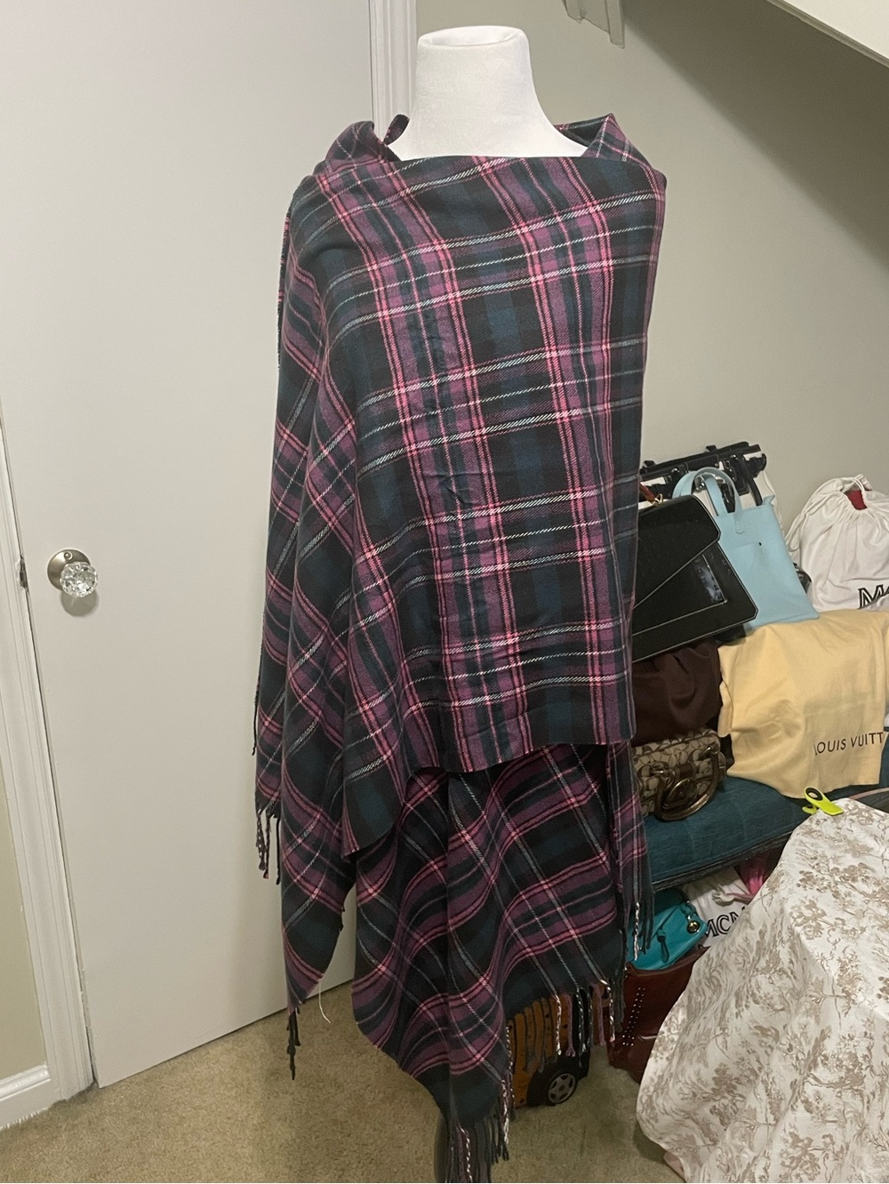 Plaid Wrap Skirt - Pink & Black